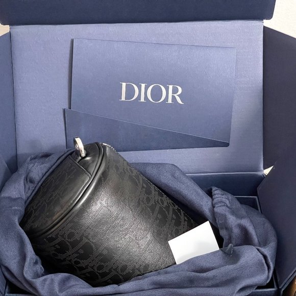 Toiletry Bag Black Dior Oblique Galaxy Leather